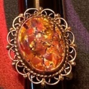 Antique Sterling Silver Orange Quartz Ring